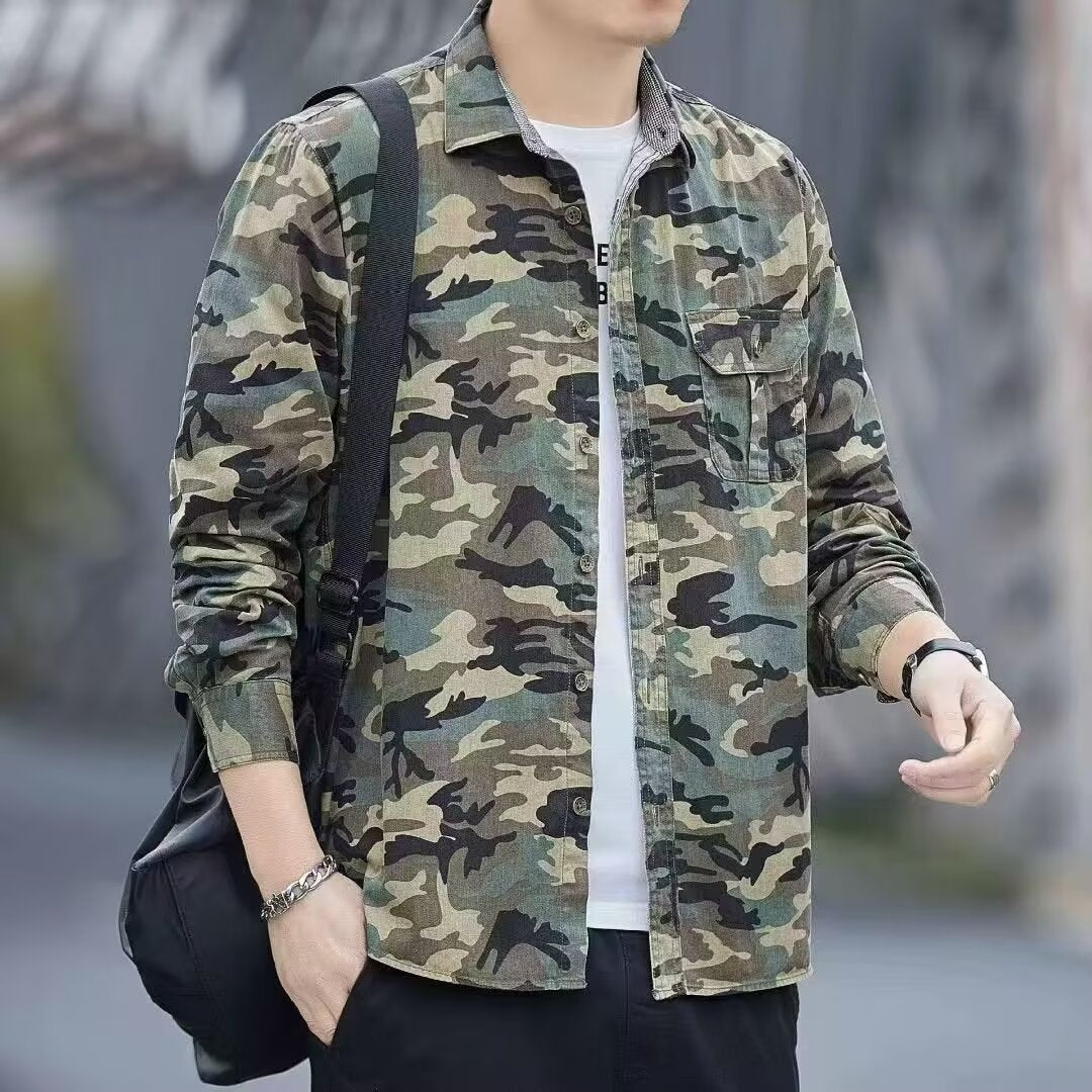 Discover the Ultimate in Style and Comfort with Our Men’s Camouflage Retro Loose Long Sleeve Shirt